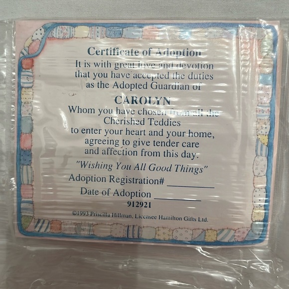 🎄Cherished Teddies 912921 Carolyn W/Toy Bag figurine. 1993 - Picture 7 of 9